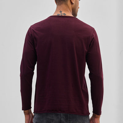 Maroon Stretch Full Sleeve T-Shirt