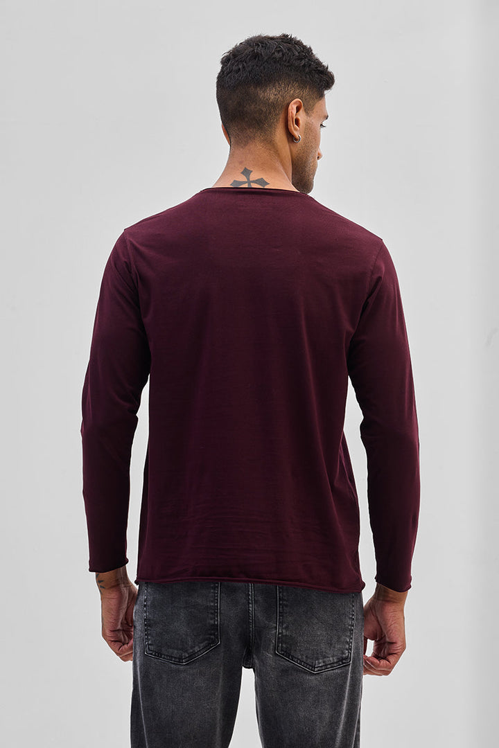 Maroon Stretch Full Sleeve T-Shirt