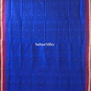 Blue Maroon Sambalpuri Bomkai Silk Saree with Pasapali Anchal
