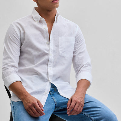 White Self-Design Shirt