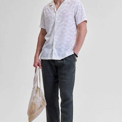 White Geometric Box Fit Shirt