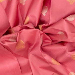 Bubblegum Pink Handloom Kanchipuram Silk Saree With Floral Buttas