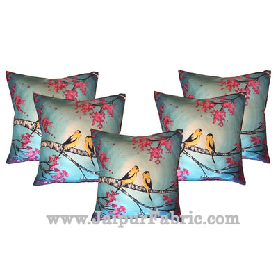 Jute Cushion Cover Digital Love Birds