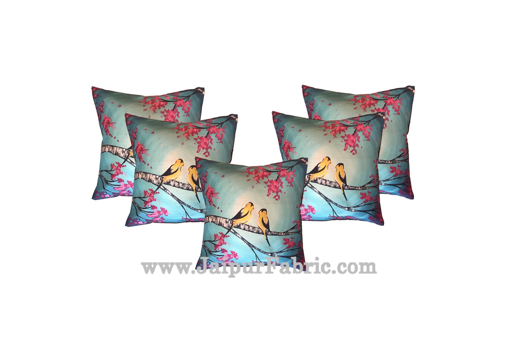 Jute Cushion Cover Digital Love Birds