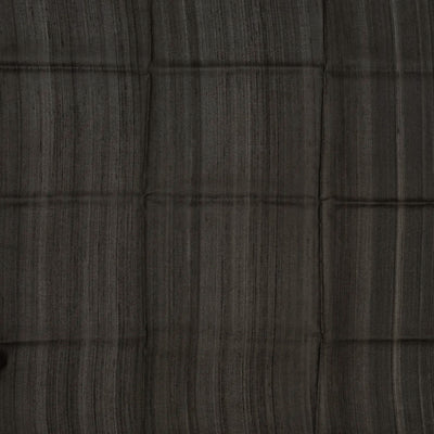 Black & Mustard Handloom Tussar Silk Saree With Floral  Motifs