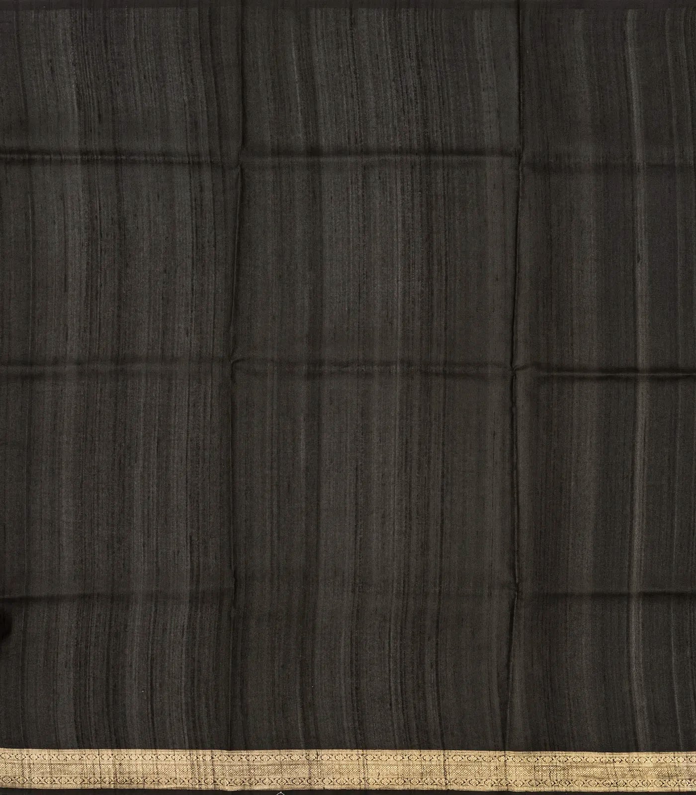 Black & Mustard Handloom Tussar Silk Saree With Floral  Motifs