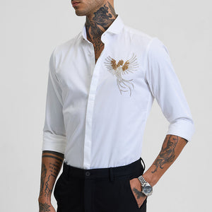 White Embellished Slim Fit Shirt