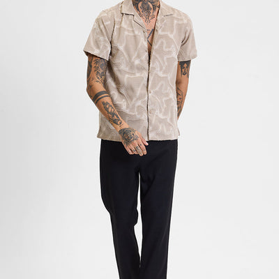 Beige Abstract Box Fit Shirt