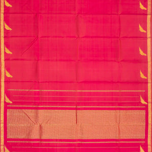 Hot Pink Handloom Kanchipuram Silk Saree With Parrot Buttas