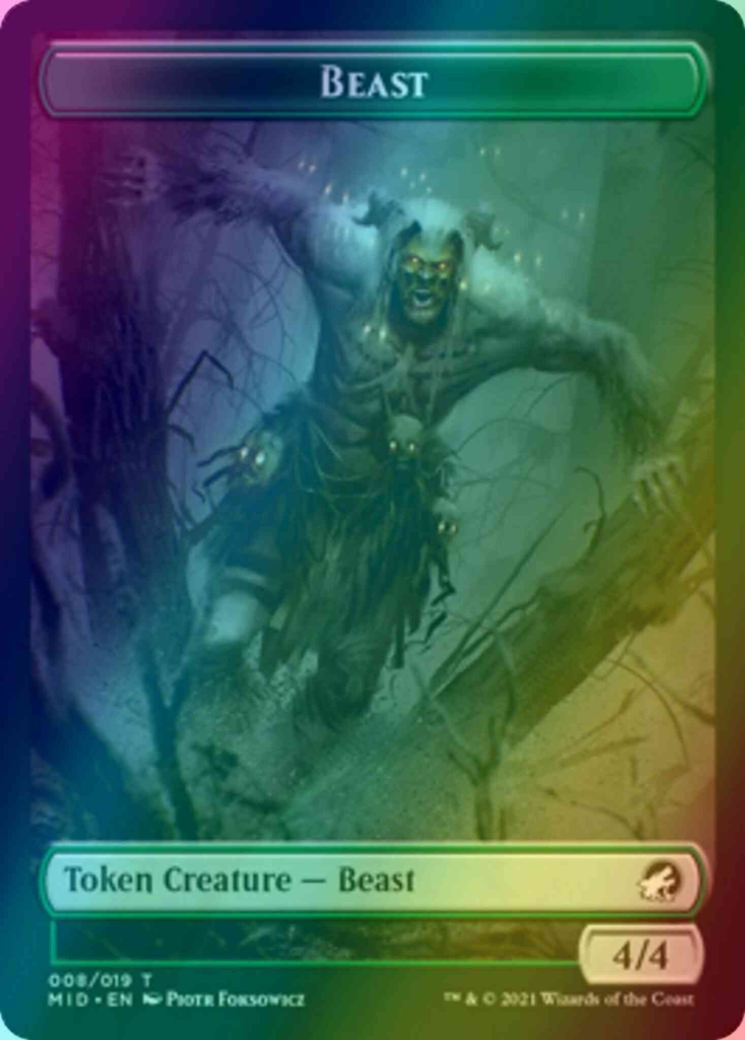 Beast Token (08) // Human Token (01) [Innistrad: Midnight Hunt: Tokens] [Foil]