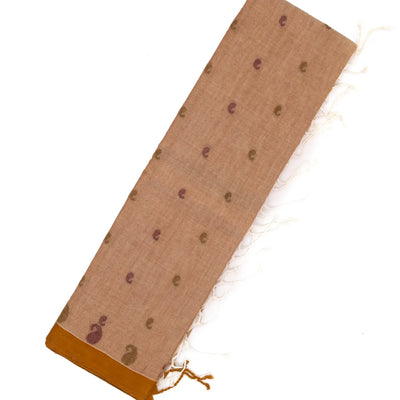 Light Brown Bengal Cotton Saree With Mango Motifs