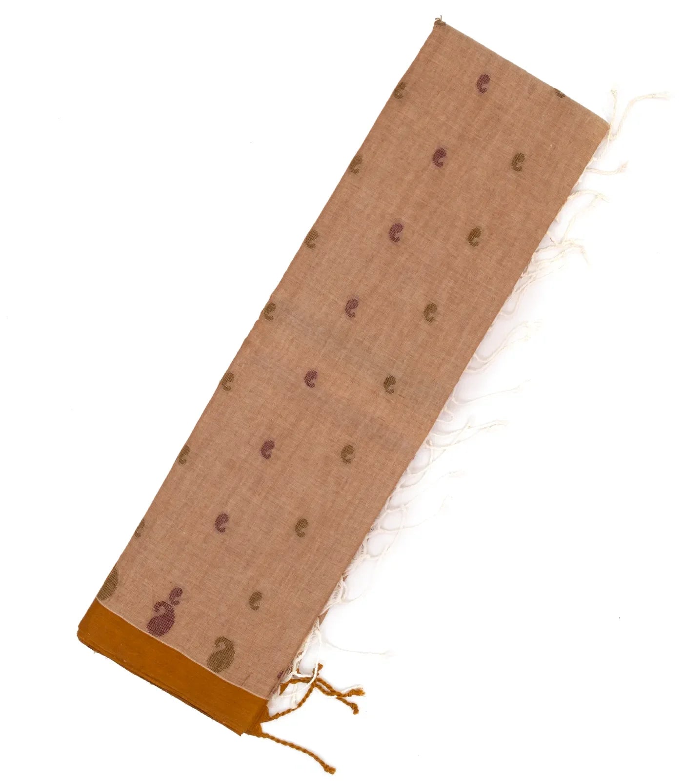 Light Brown Bengal Cotton Saree With Mango Motifs