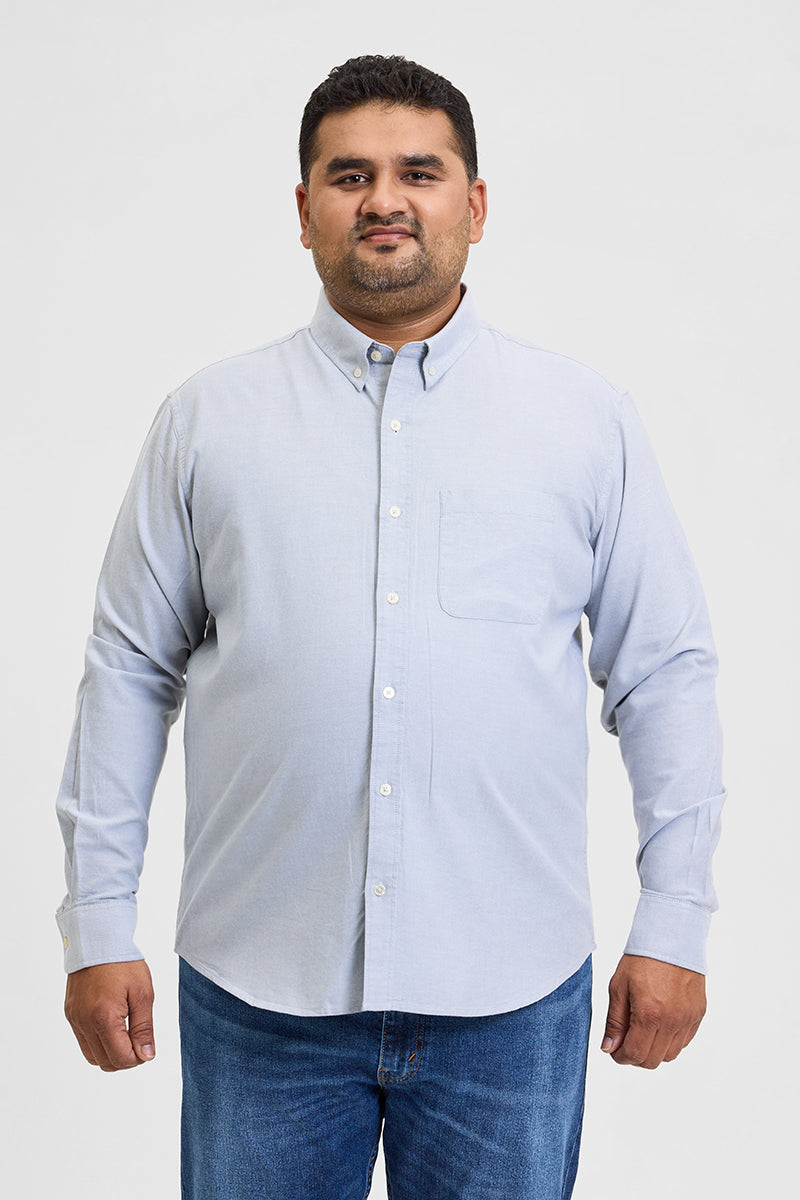 Light Grey Button Down Regular Fit Shirt