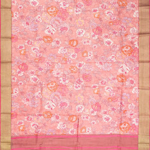 Baby Pink Woven Chiniya Silk Saree Digital Printed With Floral Motifs
