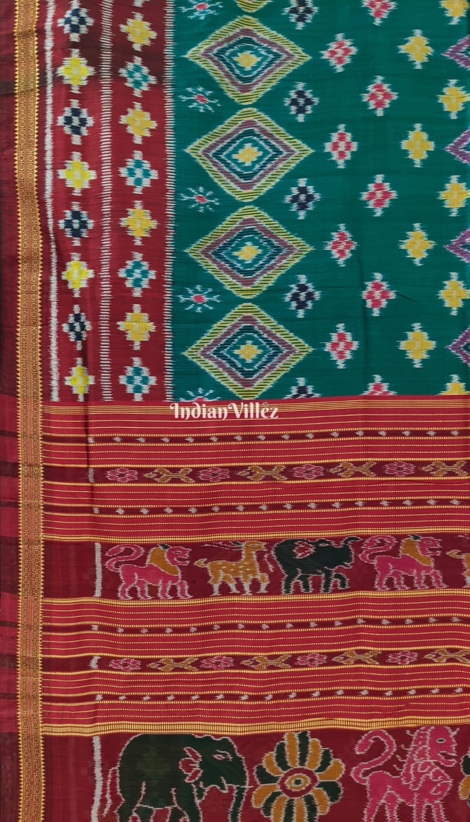 Green Body Pasapali Khandua Silk Saree