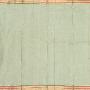 Shadow Green Handloom Kanchi Cotton Saree With Checks & Kamalam Motifs