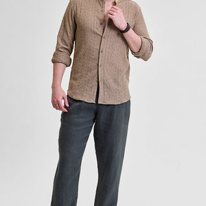 Beige Self-Design Shirt