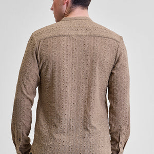 Beige Self-Design Shirt
