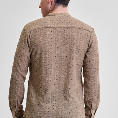 Beige Self-Design Shirt