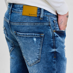Blue Distressed Skinny Fit Jeans