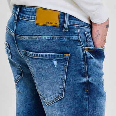 Blue Distressed Skinny Fit Jeans
