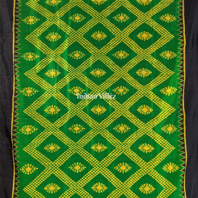 Green Contemporary Odisha Ikat Tarabali Silk Saree