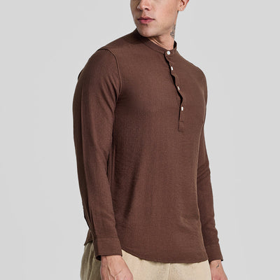 Brown Textured Slim Fit Kurta