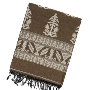 Dark Grey Handloom Bengal Cotton Saree With Floral Buttas