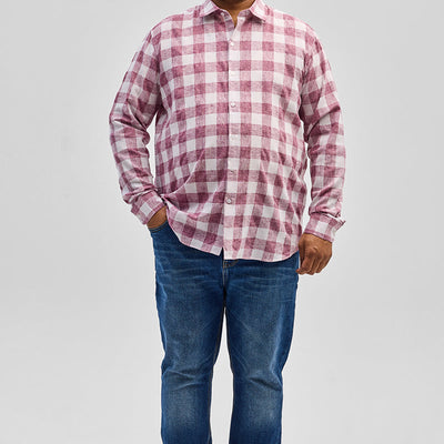 Red Checks Linen Blend Shirt