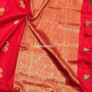 Red Designer Banarasi Katan Silk Saree