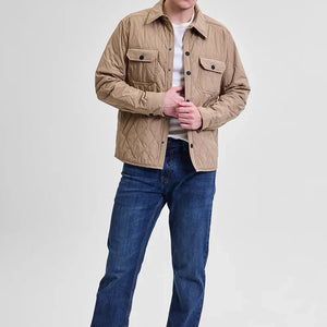 Beige Double Pocket Relaxed Fit Jacket
