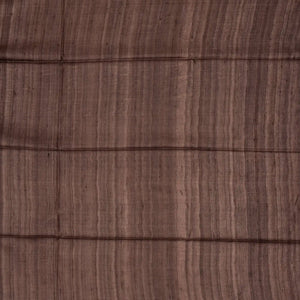 Dark Brown Handloom Tussar Silk Saree With Printed Fish Motifs