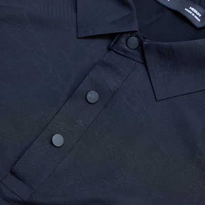 Black Textured Stitchless Polo T-Shirt