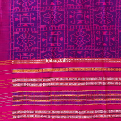 Purple Shree Yantra & Flower Contemporary Silk Saree with Double Pallu