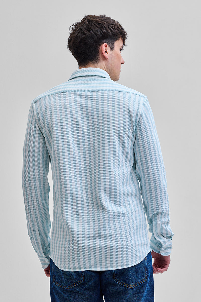 Light Blue Stripes Slim Fit Shirt