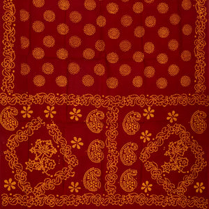 Crimson Sungudi Cotton Saree With Chakaram Motifs