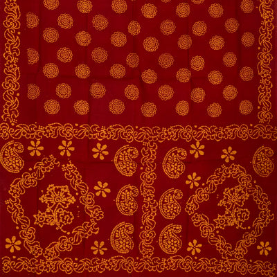 Crimson Sungudi Cotton Saree With Chakaram Motifs