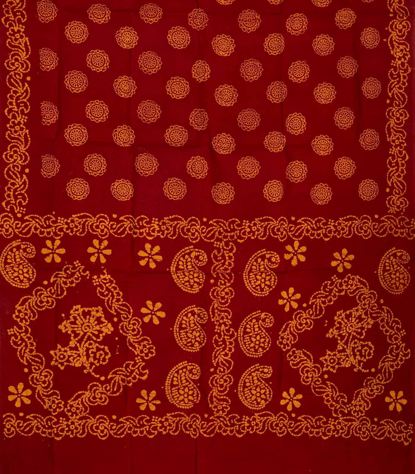 Crimson Sungudi Cotton Saree With Chakaram Motifs
