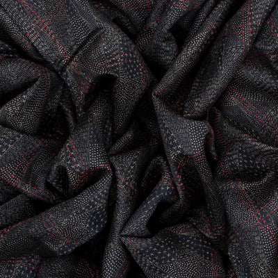 Black Handloom Tussar Silk Saree Printed With Geometric Motifs