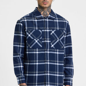 Navy Checks Relaxed Fit Overshirt