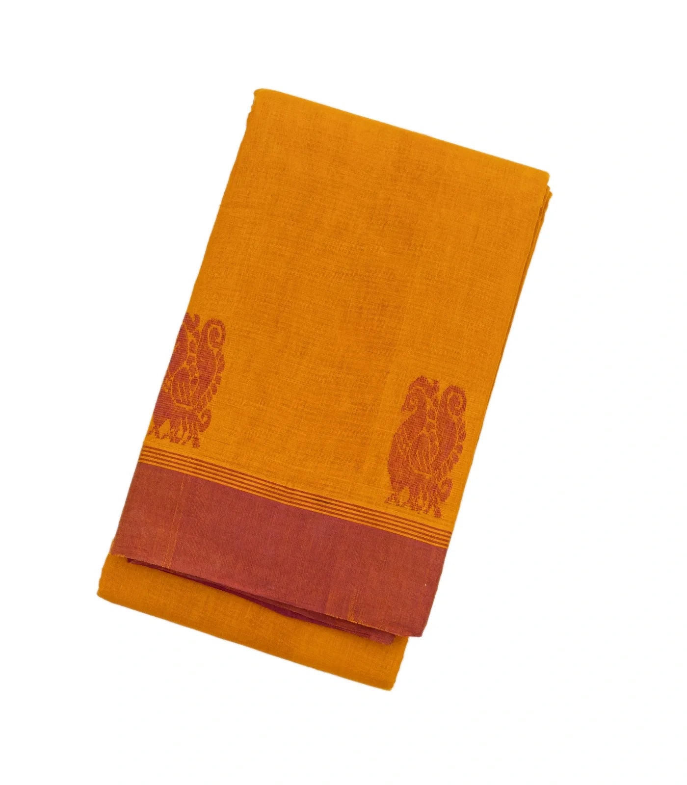 Turmeric Yellow Handloom Rasipuram Cotton Saree With Annam Motifs
