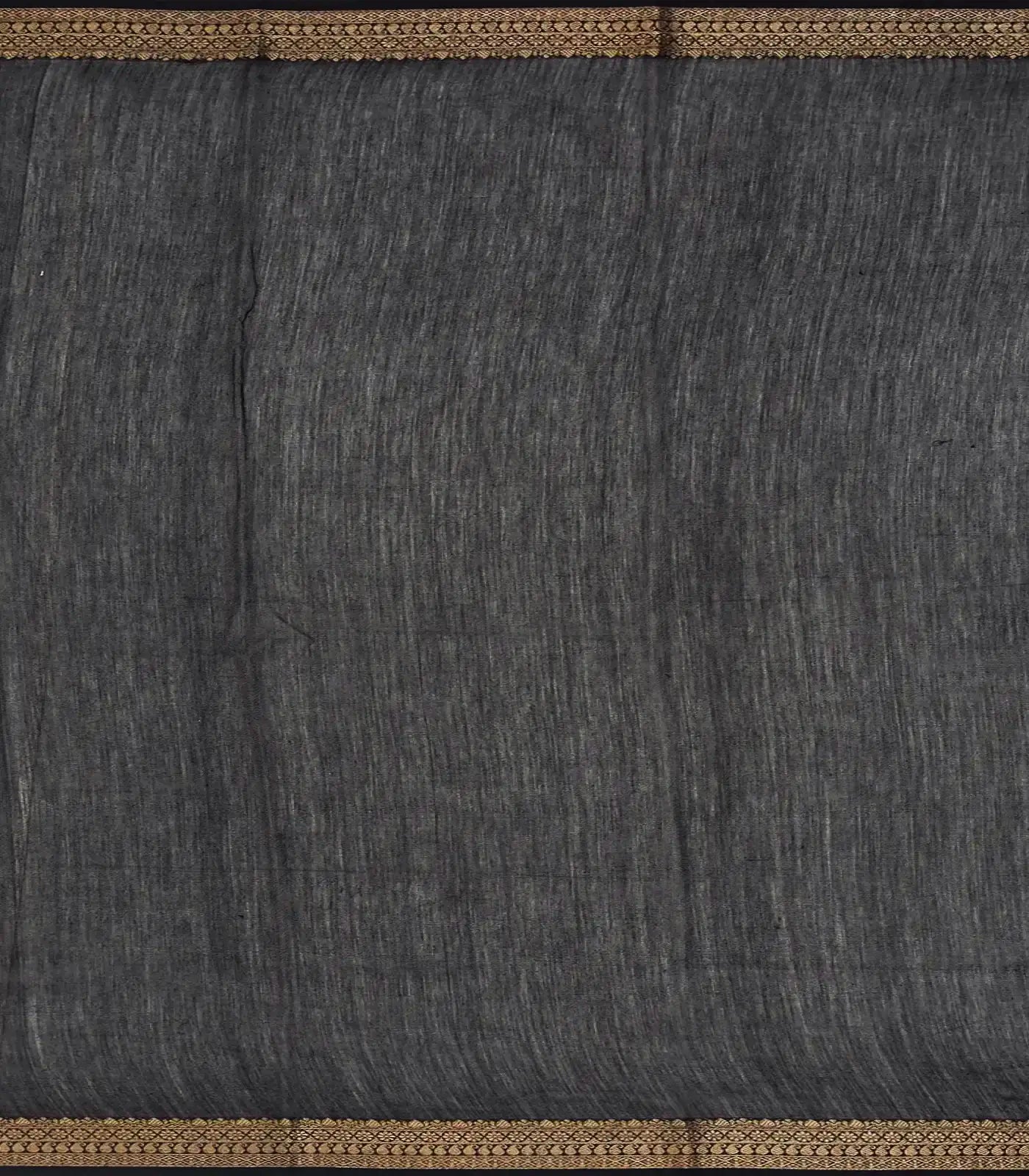 Black Woven Chanderi Cotton Saree With Printed Floral Motifs