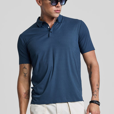 Blue Stitchless Polo T-Shirt