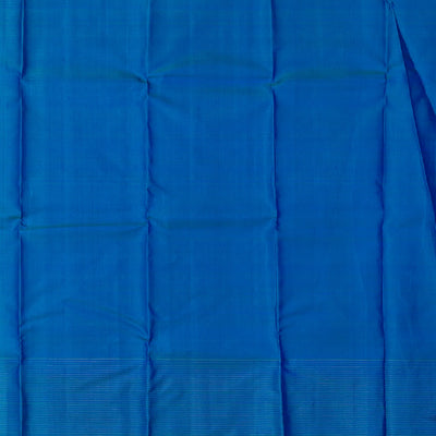 Blue Handloom Kanchipuram Silk Saree With Square Buttas