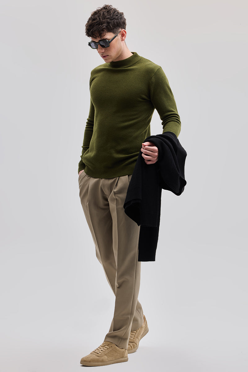 Olive Knitted Sweatshirt