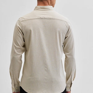 Beige Solid Oxford Shirt