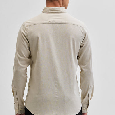 Beige Solid Oxford Shirt