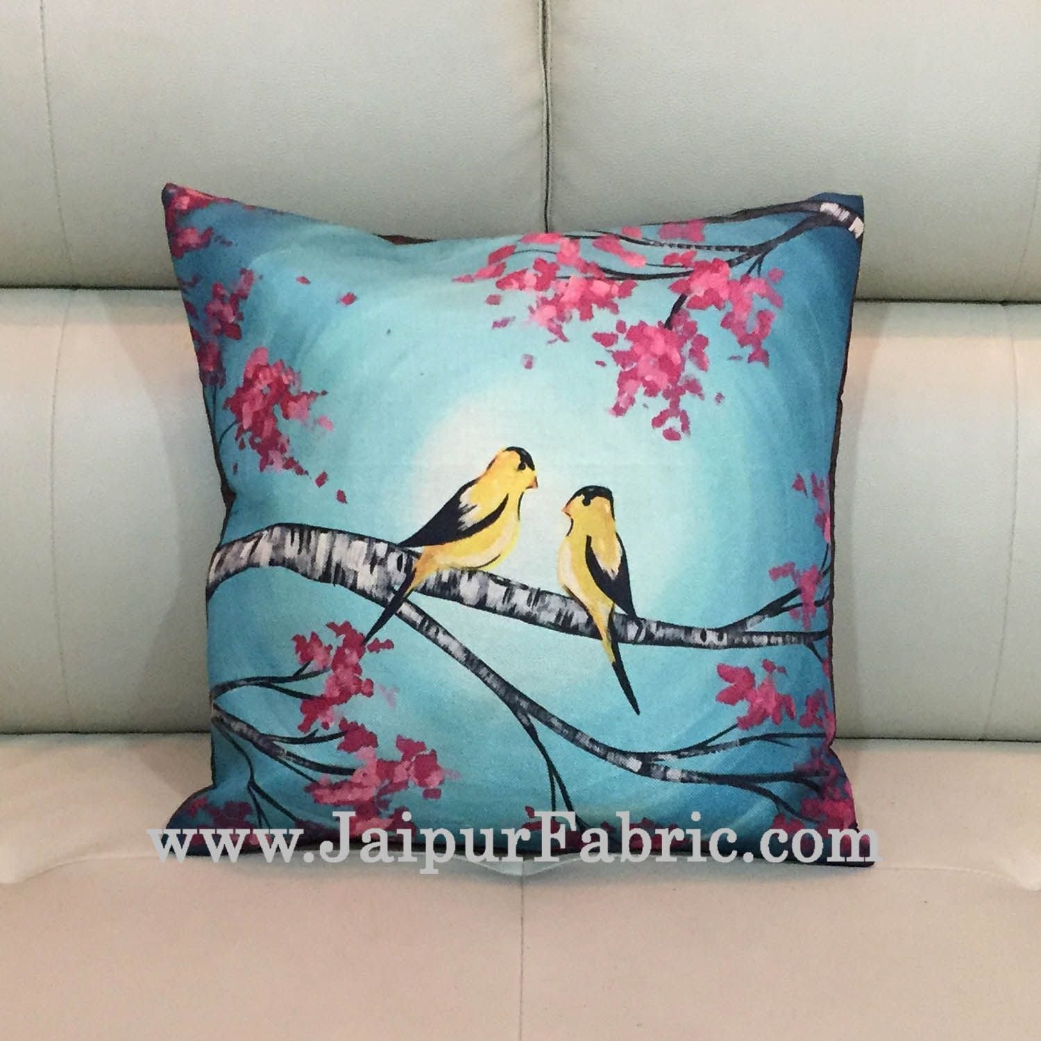 Jute Cushion Cover Digital Love Birds
