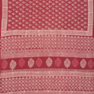 Brown Woven Jaipur Cotton Saree Printed With Floral  Motifs