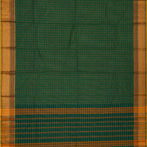 Green Handloom Chettinad Cotton Saree With Checks